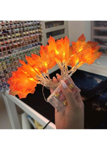 Світлодіодна гірлянда на батарейках 3 м на 20 лампочок зі штучним листям "Осінній клен" No Brand (370290450)