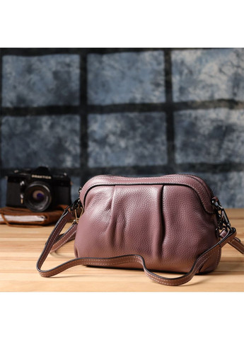 Интересная женская кожаная сумка с эффектной драпировкой 22898 Пурпурный Vintage (349442768)