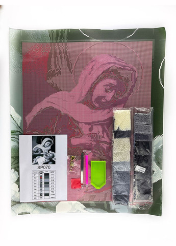 Набір алмазної мозаїки 40х50 Ікона Годувальниця сіра монохром SP070 ColorArt (299772626)