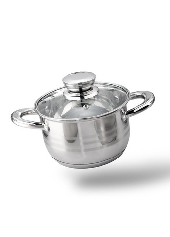 Кастрюля 2166 из нержавеющей стали 2.9 л с крышкой из термостойкого стекла. A-Plus (356129889)