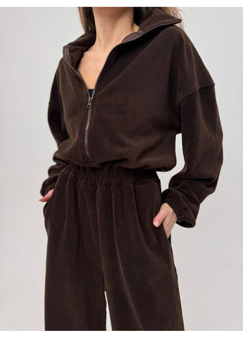 Супер стильный комбинезон Україна комбинезон-брюки коричневый спортивный, повседневный, кэжуал флис