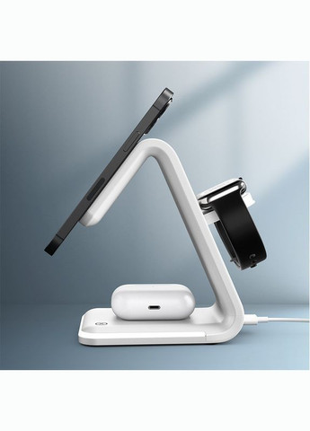 Магнітна бездротова зарядка 3 в 1 QC 3.0 15 Вт підходить для телефону, iWatch, AirPods ( код: WCS3O ) Power (325449339)