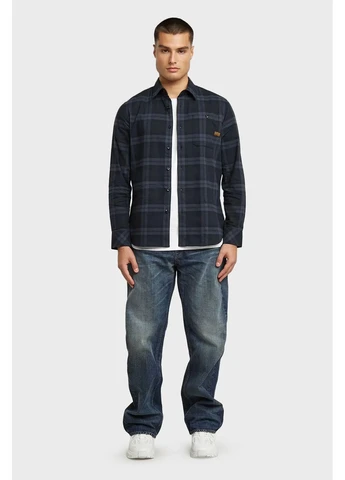 Серо-синяя кэжуал рубашка в клетку G-Star Raw