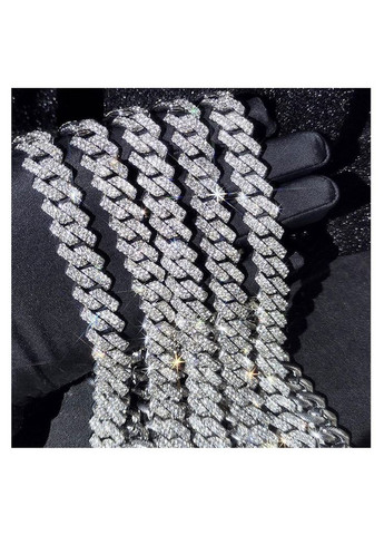 Цепь кубинская серебряная No Brand Cuban Bling Chain 57 см (356677761)