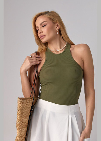 Майка трикотажна в рубчик - червоний Lurex — 293292890