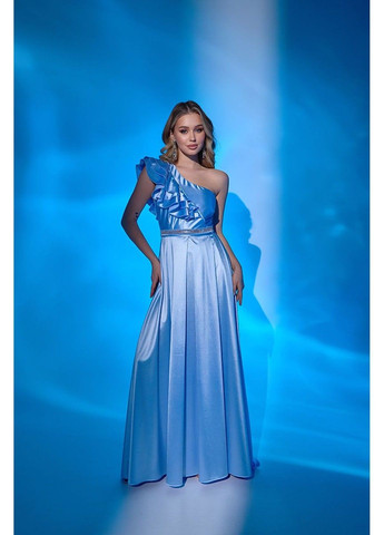 Голубое вечернее платье асимметрия макси 25004 голубой Tanita-Romario