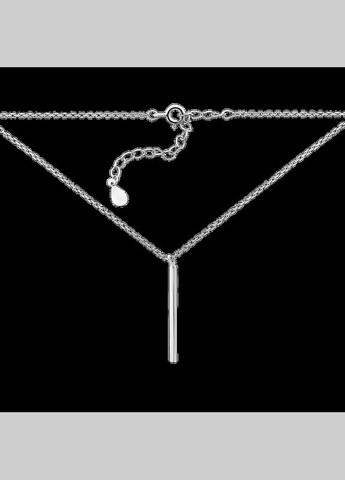 Комплект срібний Грані сережки пусети та кольє прямокутний підвіс на лацюжку Каштан (342334822)