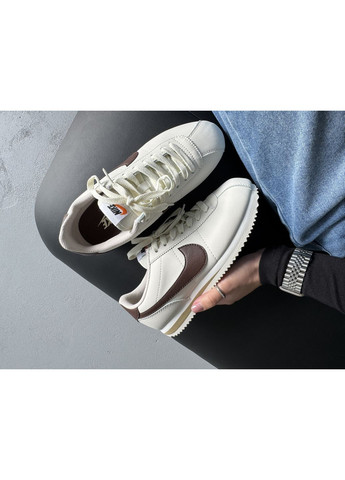 КРОССОВКИ ЖЕНСКИЕ NIKE CORTEZ BEIGE / BROWN НАЙК КОРТЕЗ No Brand бежевые демисезоны (368883957)
