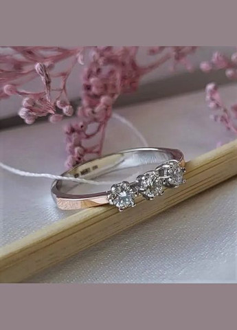 Кільце срібне жіноче каблучка з золотою пластиною вставка куб.цирконій 17.5 розмір 885 No Brand (306741270)