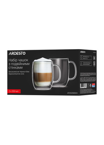 Набор чашек с ручками и двойными стенками 350 мл AR2635BWH Ardesto (298807156)