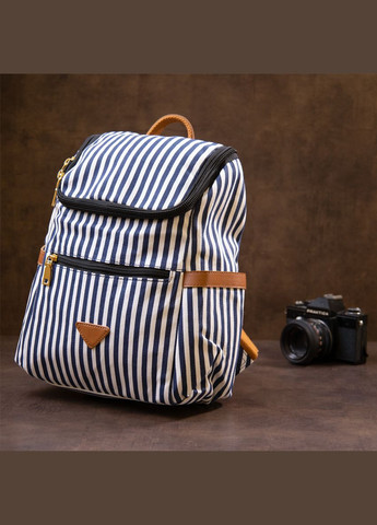 Женский текстильный рюкзак с карманами в полоску для повседневного использования белый (sku_20668) No Brand (329860268)