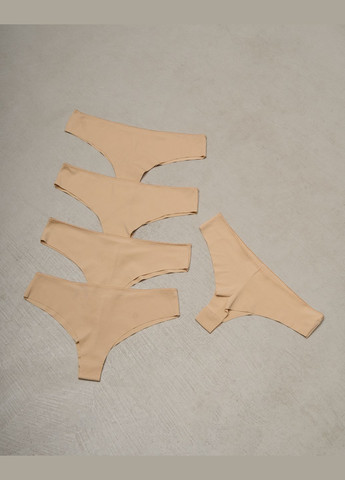 Жіночі трусики-бразильяни поліестер тілесні 5 шт. Nicoletta (322126743)