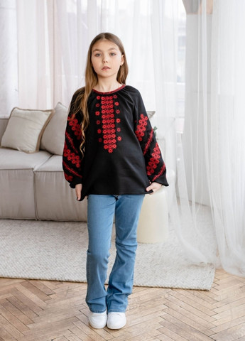 Чорна блузка Vyshyvanka візерунок українська символіка (331022701)