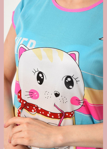 Ночная рубашка женская бирюзового цвета с рисунком Let's Shop (290839522)