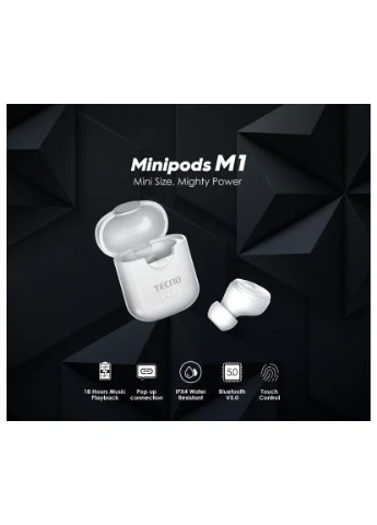 Навушники Minipods M1 Mono White (4895180759475) Tecno (396692930)