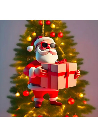 Подвеска игрушка на елку 2D из акрила Дед Мороз (Санта Клаус) или подвеска в машину, подвеска на ключи No Brand (314813417)