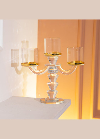 Підсвічник канделябр YIMI скляний на 3 свічки 23.5 см Yiwu (328440559)