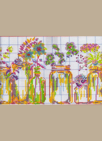 Набір для вишивання за нанесеною на канву схемою "The flower vases ". AIDA 14CT printed, 52*20 см Joy Sunday (313614273)