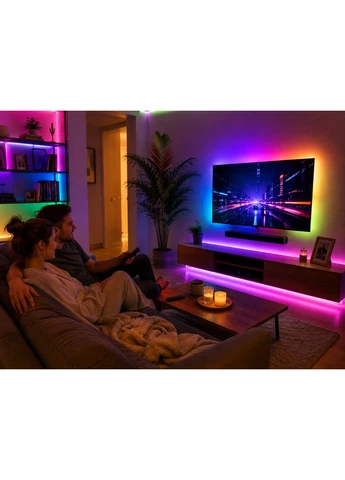 Гибкая светодиодная лента RGB USB 15м / Лента на USB на монитор, мебель + пульт / LED лента от павербанка Hengda (400177170)