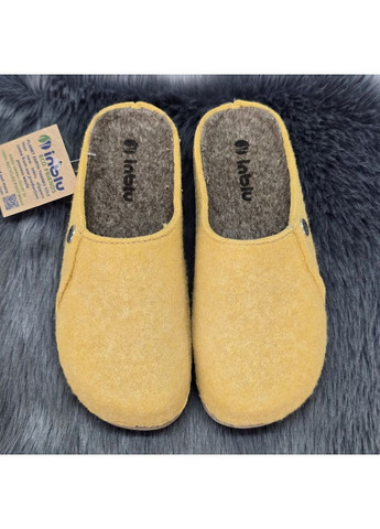 Желтые тапочки домашние женские фетровые на танкетке Inblu