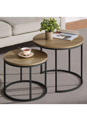 Комплект журнальных столиков Oreo круглый сонома Leobert (361952222)