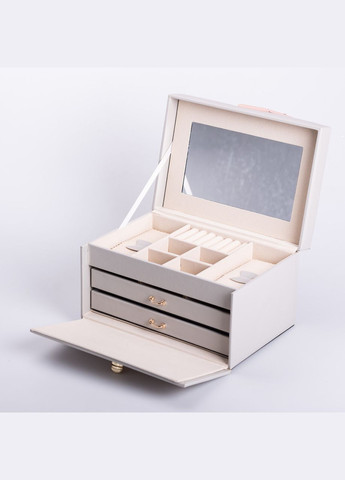 Скринька для прикрас з еко шкіри 3 яруси з дзеркалом органайзер для ювелірних виробів HP-5-17G Yiwu (325922787)