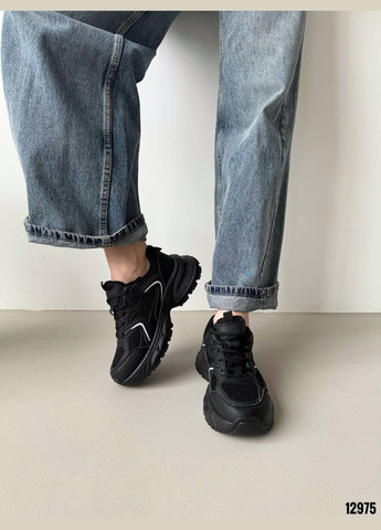 Черные кроссовки Black Rush из эко-кожи и сетки | 36–41 No Brand чёрные (332608013)