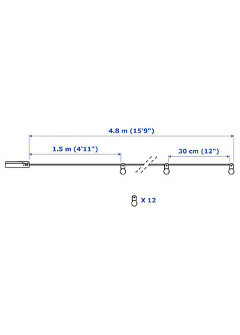 Світлодіодна гірлянда ІКЕА на батарейках чорного кольору IKEA (298966063)