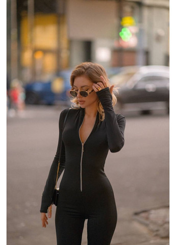 Комбінезон No Brand комбінезон-брюки однотонний чорний повсякденний, кежуал