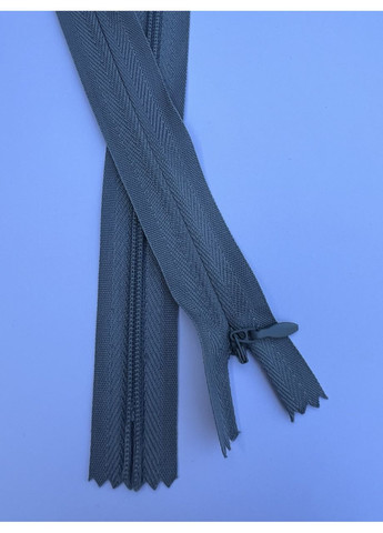 Сіра бавовняна котонова міцна нероз'ємна спіральна вшивна потайна змійка-блискавка на хб основі з бігунком 50 см тип 3 No Brand (350882190)