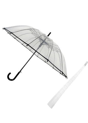 Чорна} прозора парасолька-тростина жіночий напівавтомат з 16 спицями Susino (369145509)