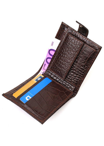 Модний чоловічий гаманець з натуральної шкіри тисненням під крокодила 21878 Коричневий Canpellini (329151382)