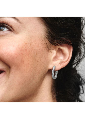 Серебряные серьги Пандора кульчики "Строчка паве" 292624C01 Kabluchka (355344735)