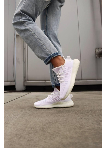 Білі Осінні кросівки чоловічі adidas yeezy boost 350 v2 mono white адідас ізі буст No Brand