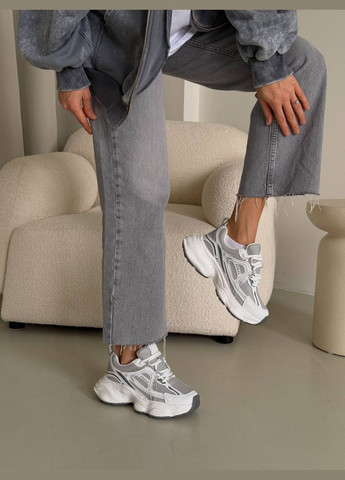 Жіночі стильні кросівки біло сірі натуральна шкіра/замш No Brand білі демісезони (317349622)