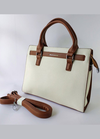 Сумка женская тоут на два отделения с двумя короткими ручками и белым ремешком Karlos Marconi (347640652)
