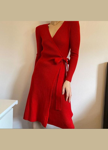 Красное платье на запахе 0771826003 xs красный H&M