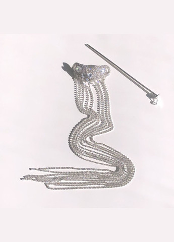 Заколка для волос с цепочками из страз украшение Honey Fashion Accessories серебристый (12-251) No Brand (313654042)