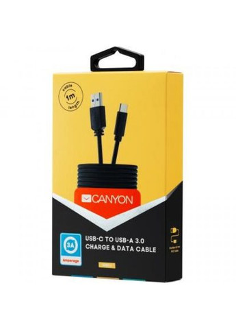 Дата кабель USB 3.0 AM to TypeC 1.0m 3A black (CNE-USBC4B) Canyon usb 3.0 am to type-c 1.0m 3a black (268147681)