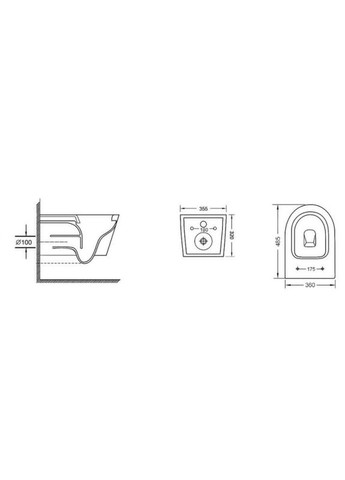 Унитаз подвесной BEVEL-0303-T3 485x360x365mm, система смыва TORNADO 3.0 (MI6703) Mixxus (322290396)