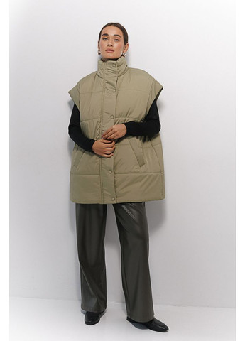 Жіночий стьобаний жилет на блискавці та кнопках фісташковий Arjen (364967621)