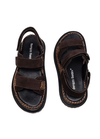 Коричневые босоножки 01641 коричневые Bengzo Baldini на липучке