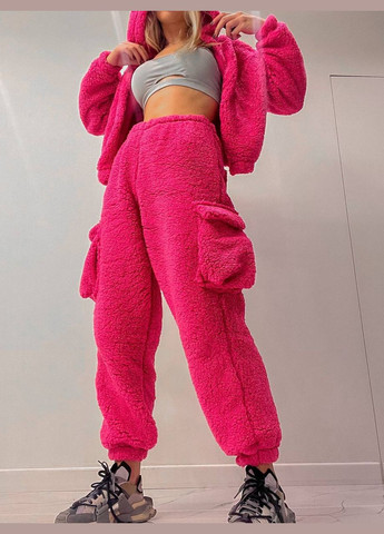 Теплый женский костюм Тедди розовый No Brand (306816543)