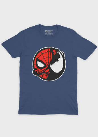 Темно-синяя летняя мужская футболка с принтом супергероя - человек-паук (ts001-1-nav-006-014-100-f) Modno