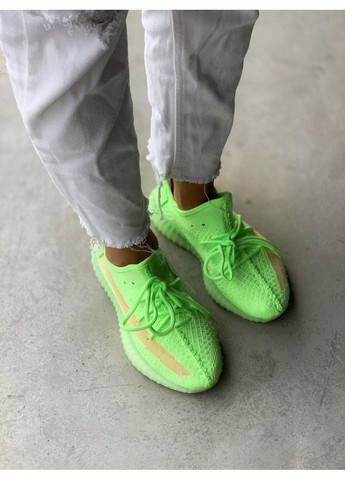 Зелені Осінні кросівки чоловічі adidas yeezy boost 350 v2 glow in the dark адідас ізі буст No Brand