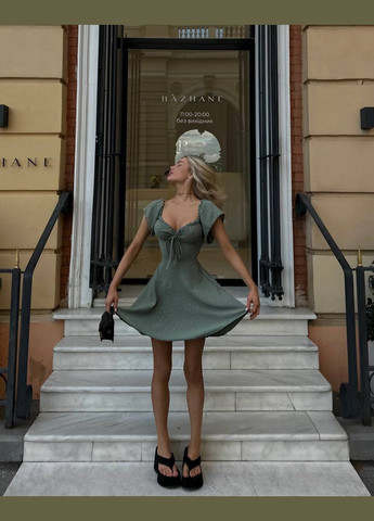 Оливкова (хакі) повсякденний жіноча сукня ролекс-горох No Brand в горошок