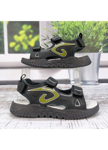 Серые повседневные босоножки детские сандалии для мальчика Fashion на липучке