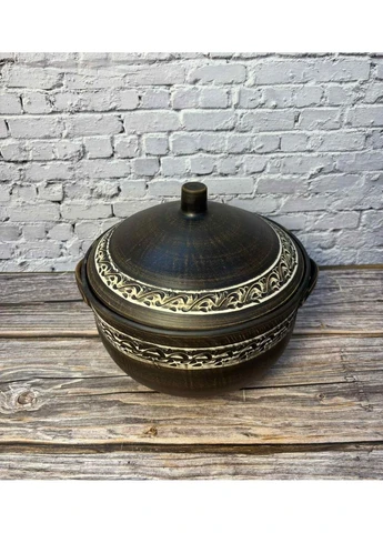 Каструля з ручками із червоної глини 4 л ангоб No Brand (393798840)
