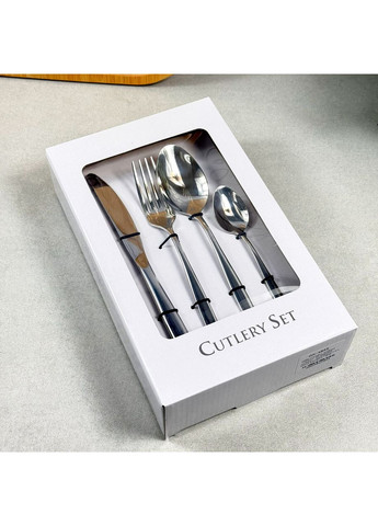 Набор столовых приборов нержавеющая сталь 24 предмета Silver 4876 Rimini No Brand (371683404)