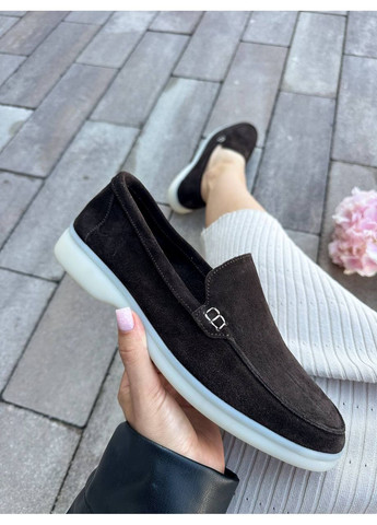 No Brand Женские трендовые лоферы с натуральной итальянской замши цвет шоколад лоферы коричневый з натуральная замша, — демисезон (355802029)